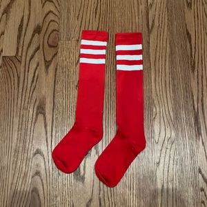 Red Knee Socks with White Stripes